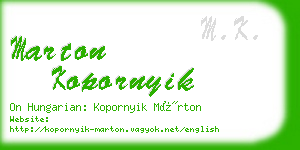 marton kopornyik business card